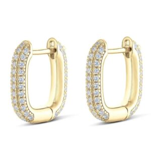 Be Square Pave Earrings in Yellow