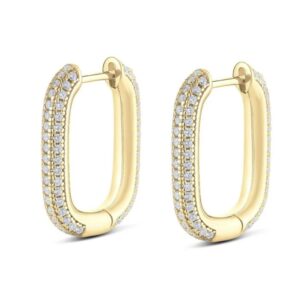 Large Be Square Pave Earrings in Yellow