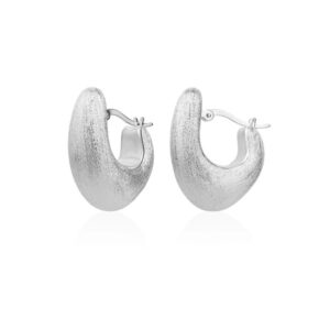 Brushed Moon Hoop Earrings in White