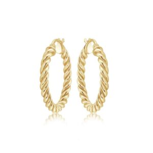 Small Twist Hoop in Yellow