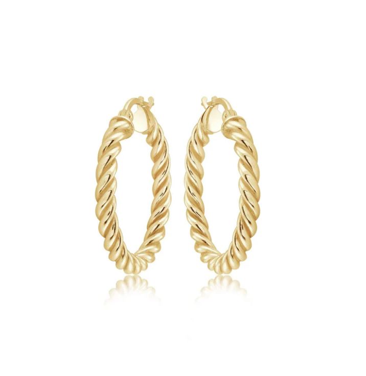 Small Twist Hoop in Yellow