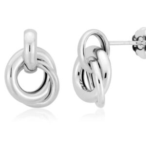 Small Double Circle Earrings in White