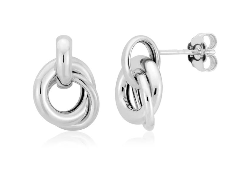 Small Double Circle Earrings in White