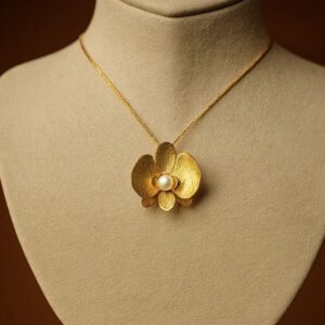 Silver Vermeil Orchid with Pearl Pendant– From the Botanical Garden Collection