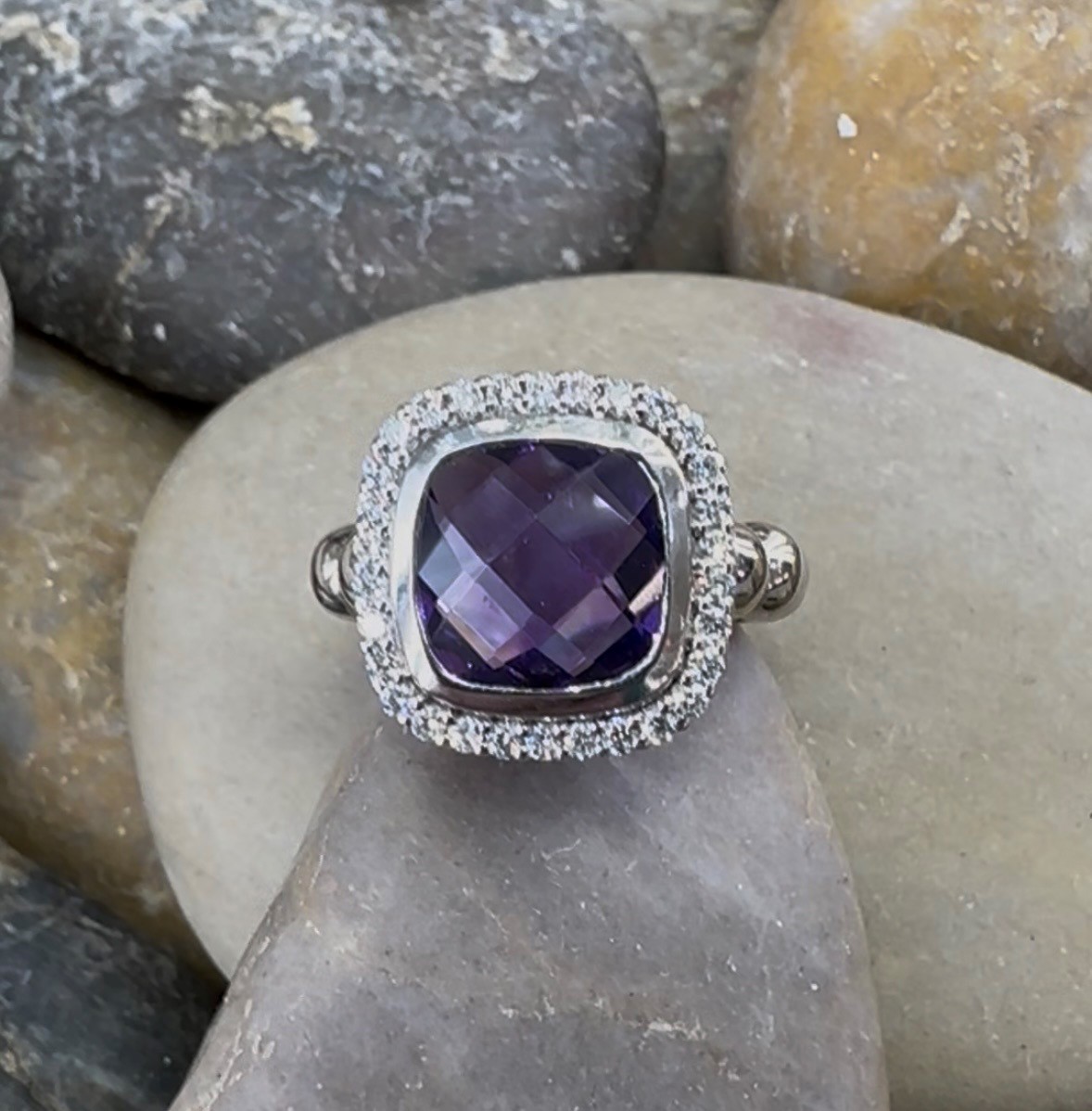 500-12159 Amethyst "Checkerboard" cut
