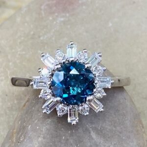 London Blue Topaz, diamond halo