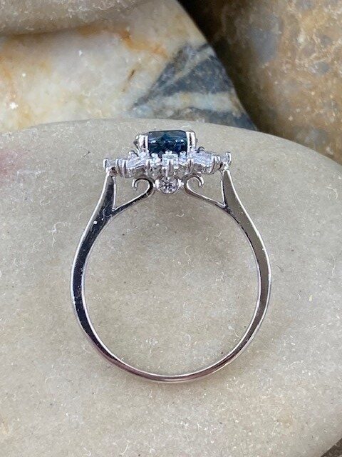 London Blue Topaz, diamond halo - Image 5