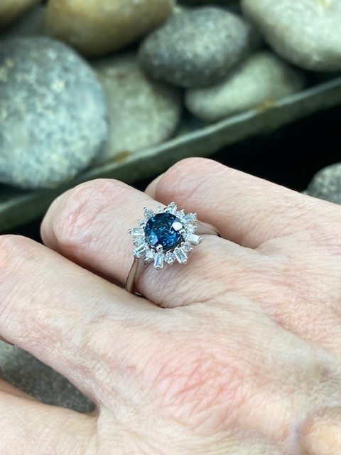 London Blue Topaz, diamond halo - Image 8