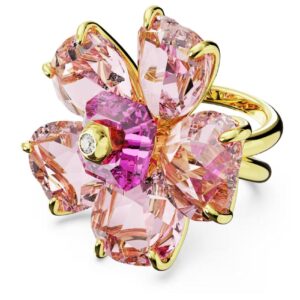 Idyllia cocktail ring Flower, Pink, 18k gold plated (58)