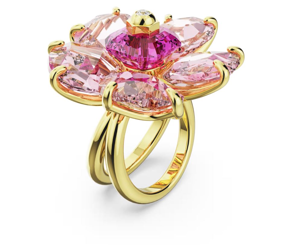 Idyllia cocktail ring Flower, Pink, 18k gold plated (58) - Image 2