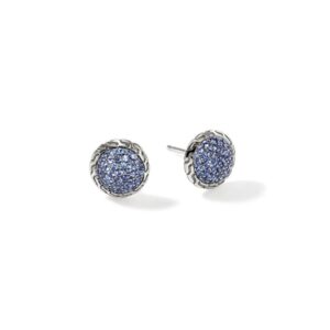 JH Essential Pavé Stud Earring, Sterling Silver, Gemstones, 10MM