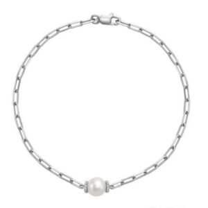 Link Chain with Pearl & Diamond Bracelet