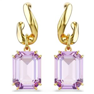 Millenia drop earrings Octagon cut, Purple, 18k gold plated