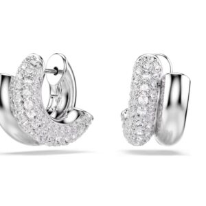 Dextera hoop earrings Round cut, Mini, White, Rhodium plated