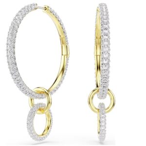 Dextera hoop earrings Round cut, White, Gold-tone plated
