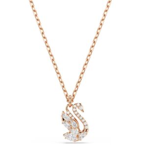 Swan pendant Mixed cuts, Swan, White, Rose gold-tone plated