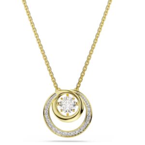 Hyperbola pendant Round cut, White, Gold-tone plated