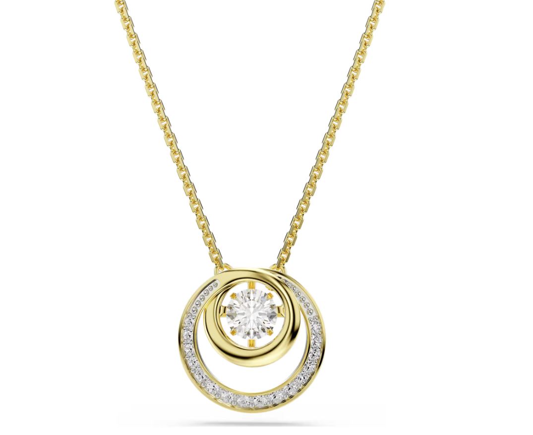 Hyperbola pendant Round cut, White, Gold-tone plated