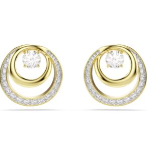 Hyperbola stud earrings Round cut, White, Gold-tone plated