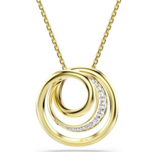 Hyperbola necklace Round cut, White, Gold-tone plated
