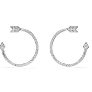 Idyllia hoop earrings Mixed cuts, Arrow, White, Rhodium plated