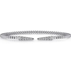 14K White Gold Bujukan Diamond Spikes Split Bangle