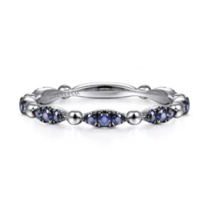 Preorder – 14K White Gold Cluster Sapphire and Bujukan Ball Stackable Ring