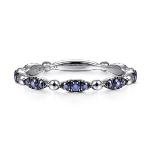 Preorder – 14K White Gold Cluster Sapphire and Bujukan Ball Stackable Ring