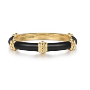 Preorder – Enamel - 14K Yellow Gold Bujukan Bar Split Stackable with Black Enamel