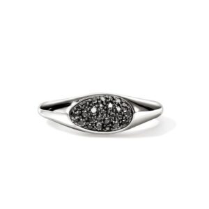 Pebble Ring, Sterling Silver, Black Sapphire
