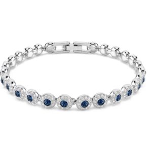 Una Angelic bracelet Round cut, Blue, Rhodium plated