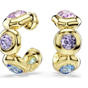 Gema hoop earrings Mixed cuts, Multicoloured, Gold-tone plated