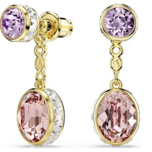 Chroma drop earrings Mixed cuts, Multicoloured, Gold-tone plated