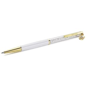 Crystalline ballpoint pen Horseshoe, White, White lacquered, gold-tone plated