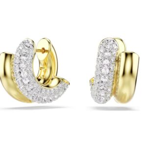 Dextera hoop earrings Round cut, Mini, White, Gold-tone plated