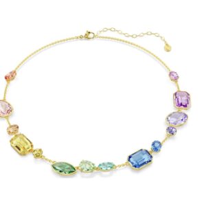 Gema necklace Mixed cuts, Multicoloured, Gold-tone plated