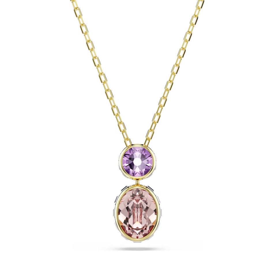 Chroma pendant Mixed cuts, Multicoloured, Gold-tone plated