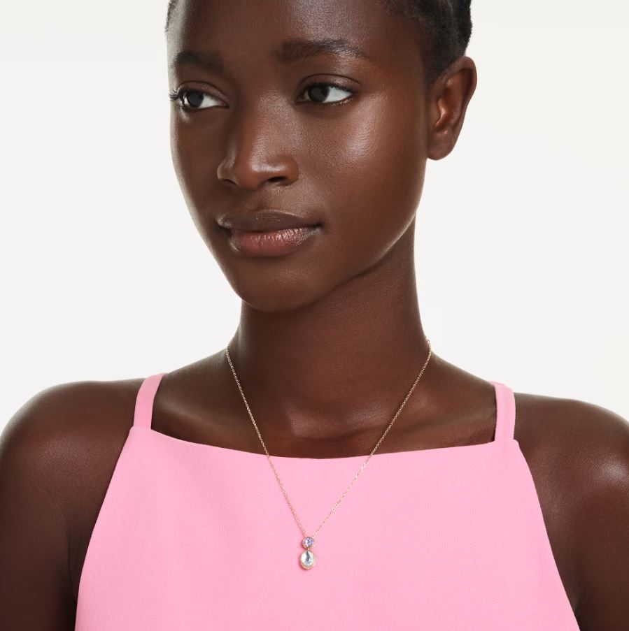 Chroma pendant Mixed cuts, Multicoloured, Gold-tone plated - Image 2