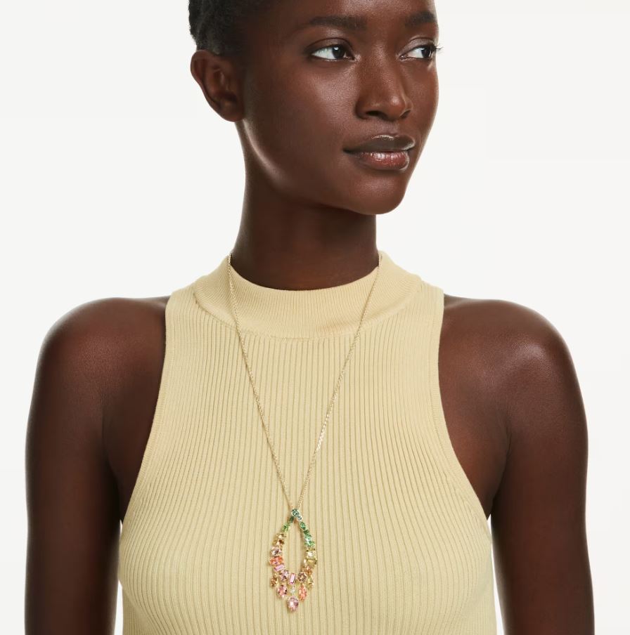 Gema pendant Mixed cuts, Multicoloured, Gold-tone plated - Image 2