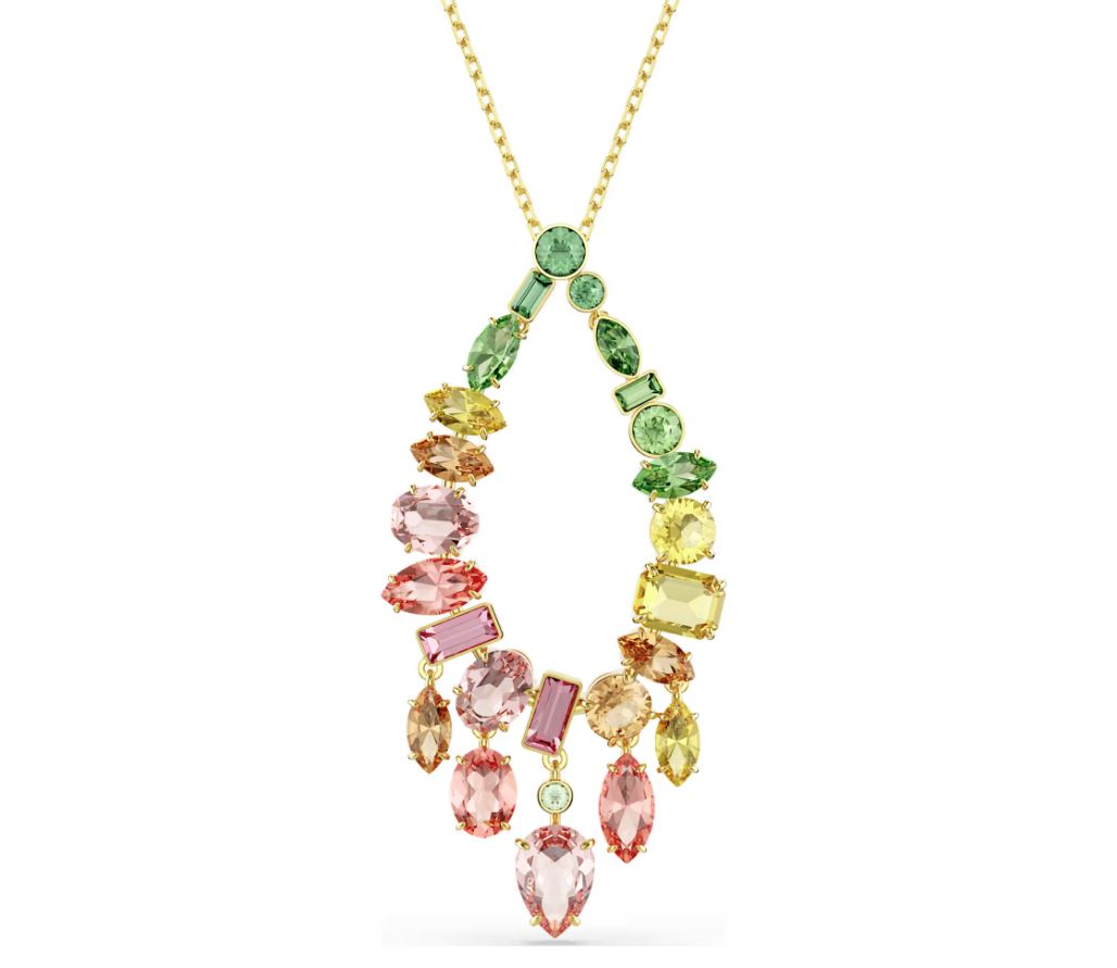 Gema pendant Mixed cuts, Multicoloured, Gold-tone plated