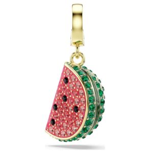 Idyllia charm Mixed cuts, Watermelon, Multicoloured, Gold-tone plated