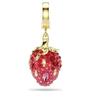 Idyllia charm Mixed cuts, Strawberry, Red, Gold-tone plated