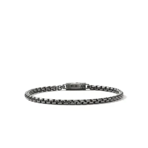 Box Chain Bracelet, Dark Silver, 3.7MM ( Extra Large)