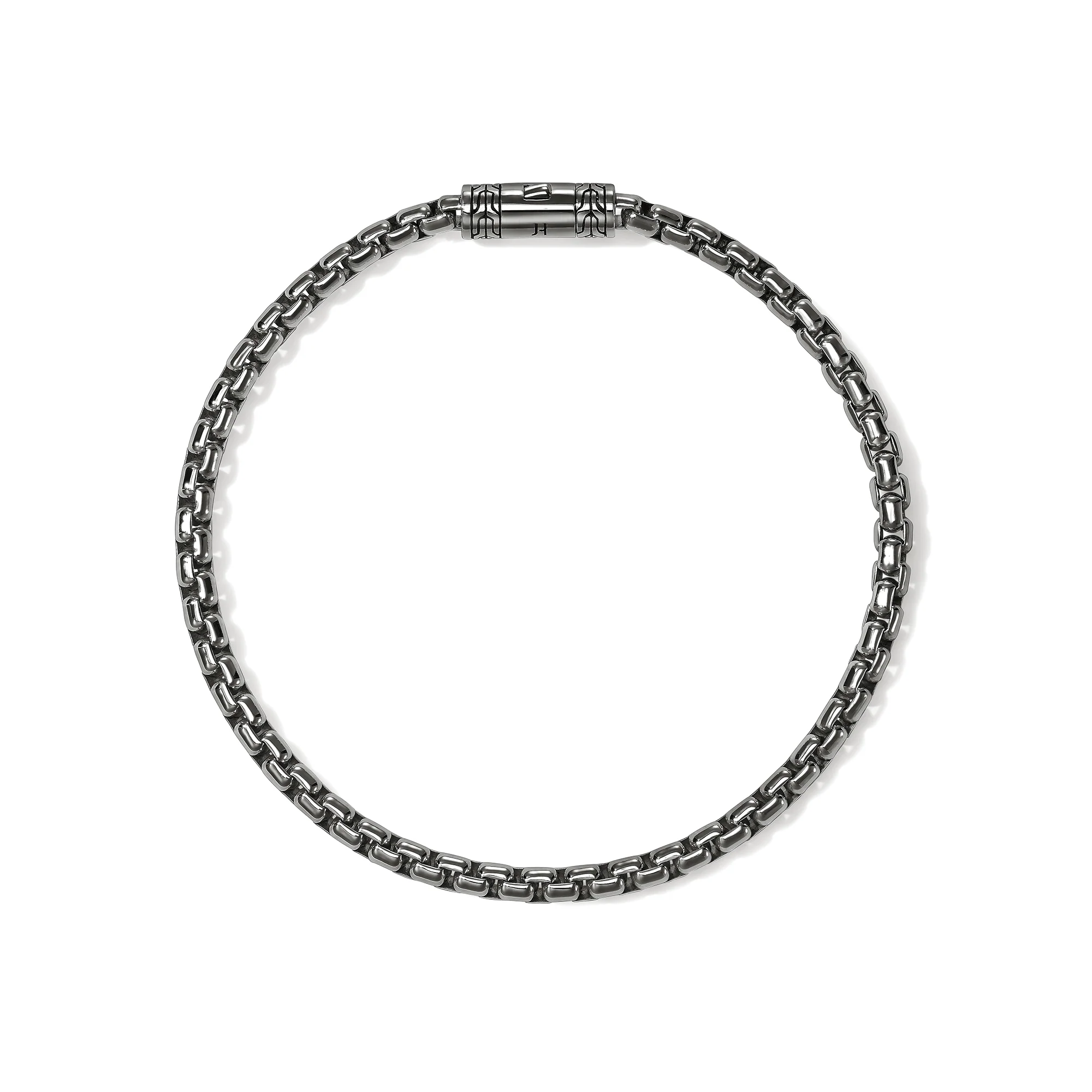 Box Chain Bracelet, Dark Silver, 3.7MM ( Extra Large) - Image 4
