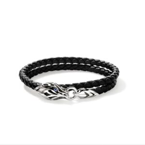 Naga Wrap, Leather, Sterling Silver, Blue Sapphire, 5MM (size large)