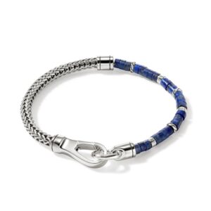 Heishi Chain Bracelet, Sterling Silver, Hardstones (Lapis Lazuli)