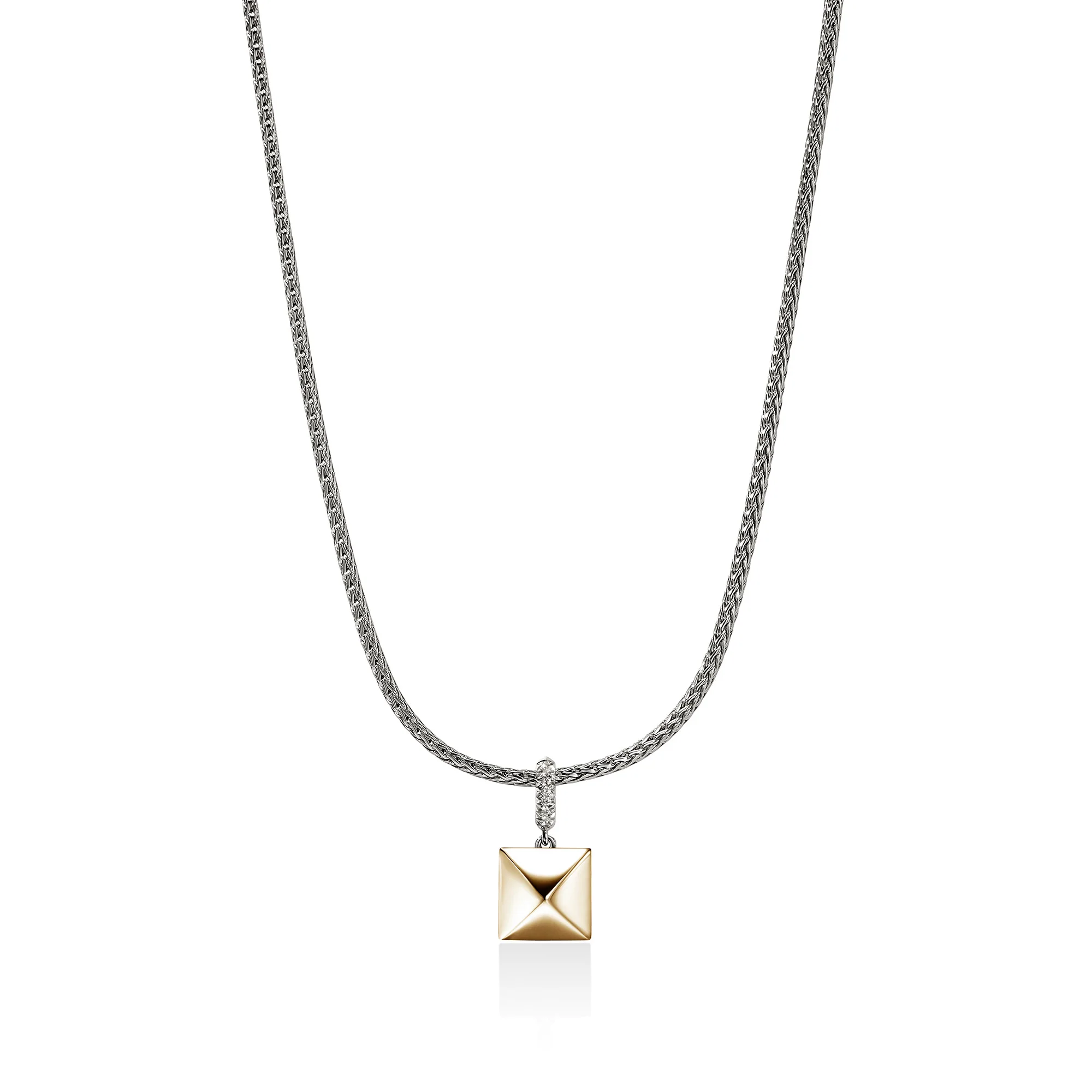Icon Stud Pendant Necklace, Gold, Sterling Silver, Diamonds, 2.5MM