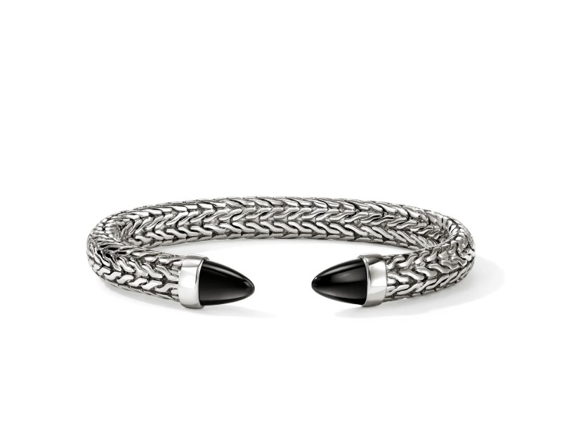 Spear 50 Flex Cuff, Sterling Silver, Black Onyx