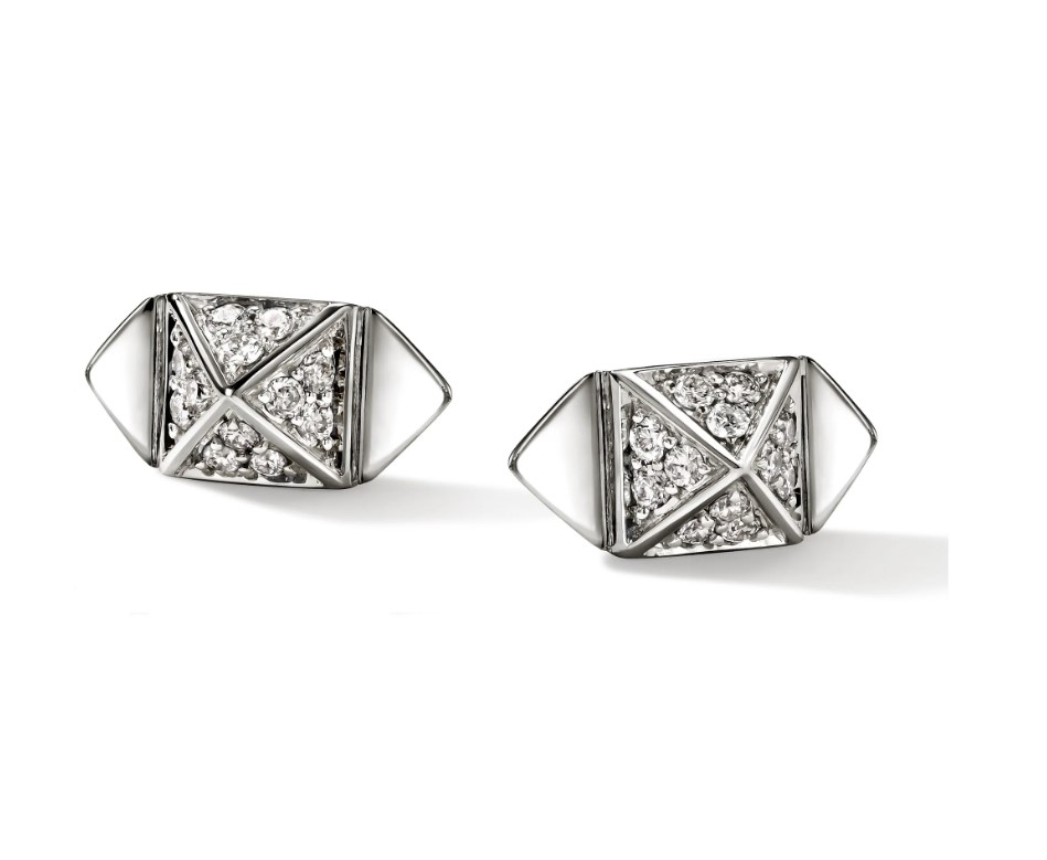 Icon Stud Earrings, Sterling Silver, Diamonds, 5MM - Image 2