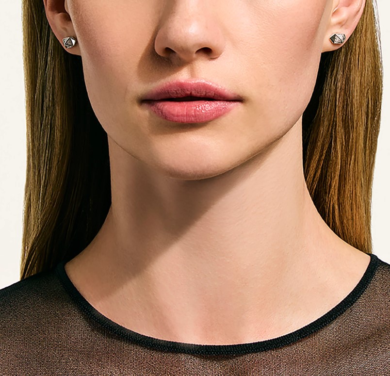 Icon Stud Earrings, Sterling Silver, Diamonds, 5MM - Image 3